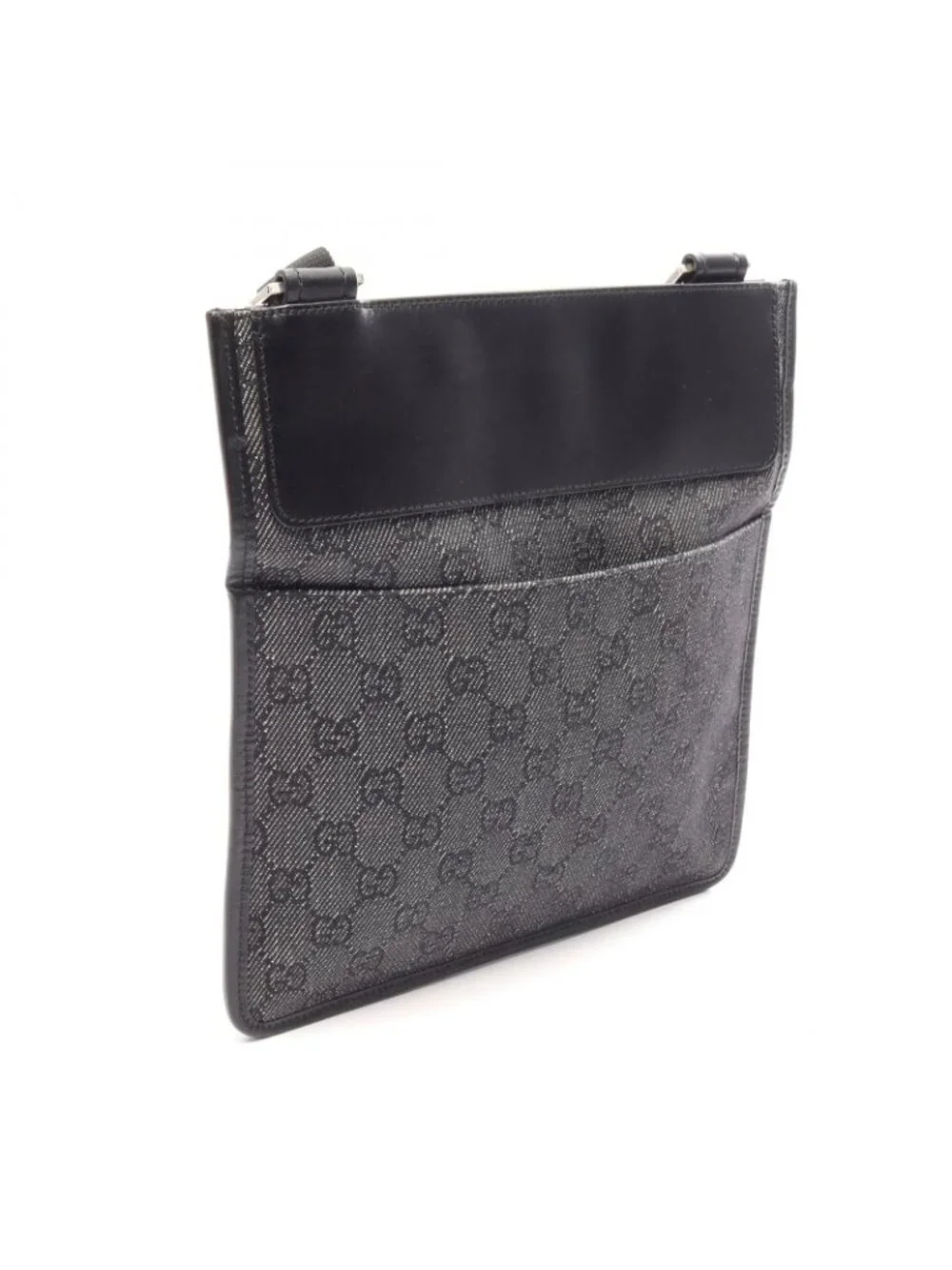 Gucci Shoulder Bag GG Canvas Gray Black - Picture 2 of 8